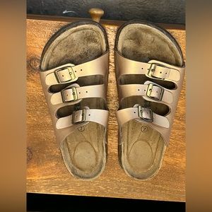 Soft Moc like Birkenstock Florida sandal rose gold 7 leather